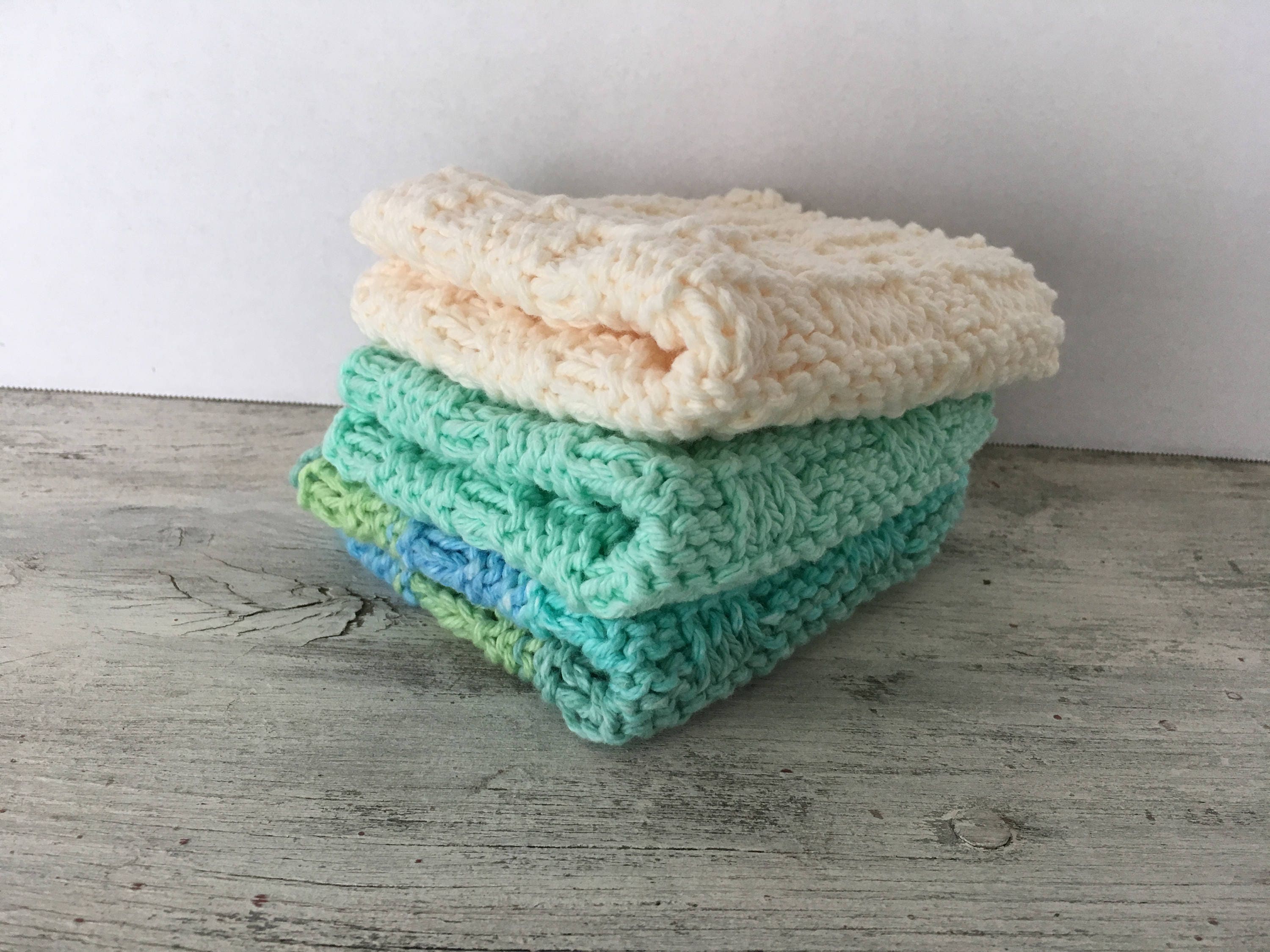 Knit Washcloth Knitted Blue Washcloths Handmade Washcloth Etsy UK
