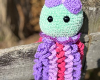 Purple Plushie Jellyfish, Crochet plushie toy, Handmade Crochet Jellyfish plushie toy