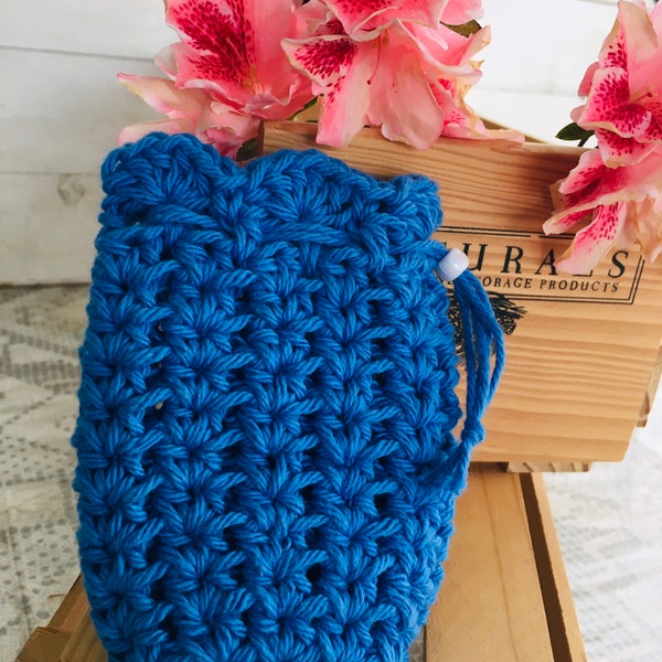 Soap Pouch, Crochet Royal Blue Soap Saver, Handmade Soap bag, Eco Friendly Crochet Soap Saver, Crochet Soap Bag, Organic cotton soap pouch