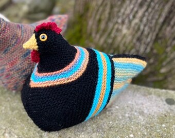 Knit chicken, Emotional support Chicken, Knitted chicken, Mabel Chicken, Barnyard chicken, Farmhouse chicken, Black Rooster stuffed animal