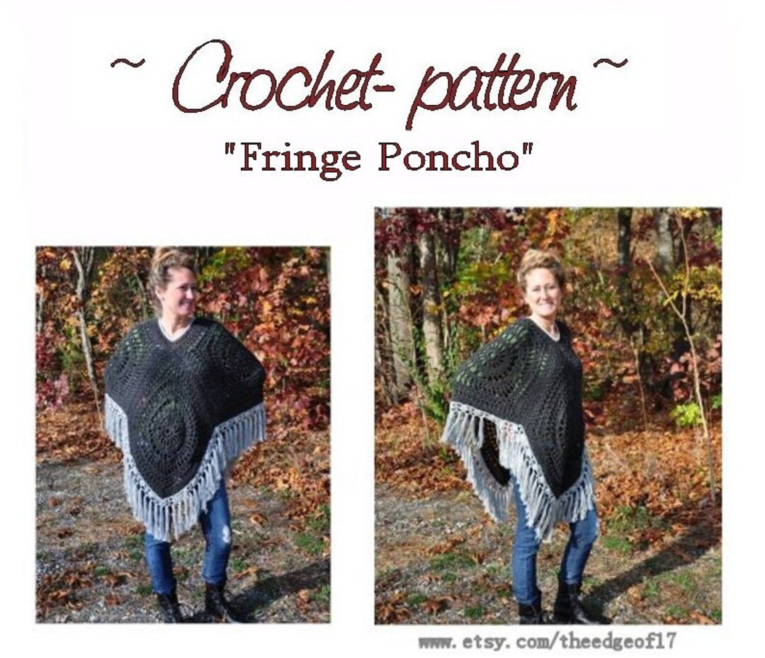 Crochet Poncho Pattern - Fringe Poncho Crochet PATTERN