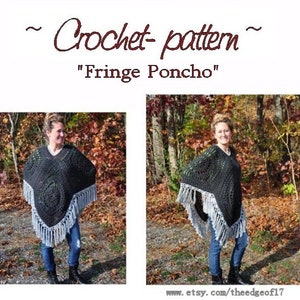 Crochet Poncho Pattern - Fringe Poncho Crochet PATTERN Crochet Boho Fringe Poncho, PATTERN Digital PDF file
