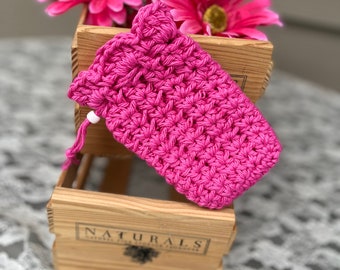 Hot Pink Soap Saver, Hot Pink Soap bag, Eco Friendly Crochet Soap Saver, Crochet Soap Saver, Handmade Soap Saver bag for women