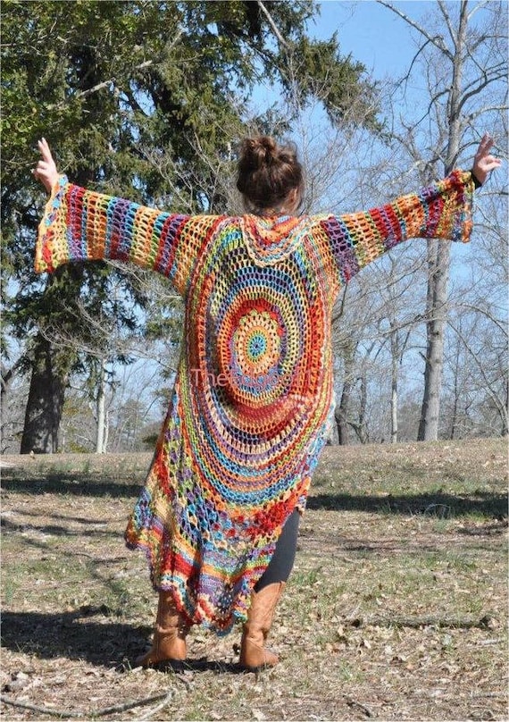 Crochet Hippie Sweater 70's Hippie 