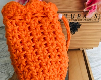Crochet Orange Soap Saver, Handmade Soap bag, Eco Friendly Crochet Soap Saver, Crochet Soap Bag, Organic cotton soap pouch