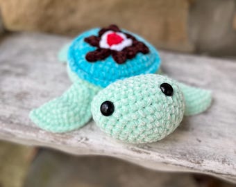 Crochet Sea Turtle, Ice cream Sundae Turtle plushie toy, Sea turtle soft plushie for kids, Crocheted turtle