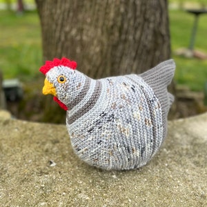 Grey knit chicken, Emotional support Chicken, Knitted chicken, Mabel Chicken, Barnyard chicken, Farmhouse chicken