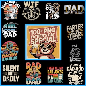 100+ Father&#39;s Day PNG Bundle Father&#39;s Day Clipart Fathers Day Watercolor PNG Gift Card Hand Lettered Father&#39;s Day T Shirt Sublimation Design