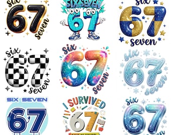 67 School PNG Bundle 67 Checkered PNG Six Seven Image File Funny School Meme Days T Shirt Clipart Sublimation Design File Digital Download