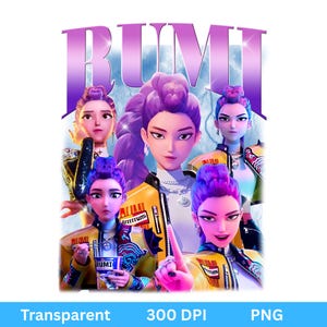 Huntrix Rumi Kpop Demon Hunters PNG Rumi Png Huntrix Girl Art sweat à capuche Design PNG Clipart filles bandes Png Huntrix fans Téléchargement numérique DTF