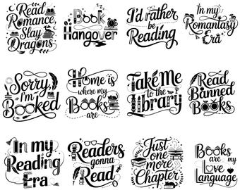 25 SVG Book Reading SVG PNG Bundle Book Quote Lover svg png Line Art Pack Bookish svg Files For Book Lover Cricut Reader Gift T Shirt Design