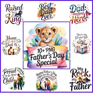 15+ Vaderdag PNG-bundel Vaderdag Clipart Vaderdagkaart Aquarel PNG-cadeau Handgeletterd Vaderdag T-shirt sublimatieontwerp