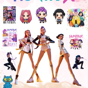 Pakiet KPOP Demon Hunters PNG, ozdoby na tort, projekty na przyjęcie urodzinowe (pobranie cyfrowe, ponad 400)