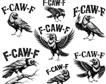 F CAW F Raven PNG Bundle: Funny Halloween Dark Crow Sublimation Clipart (Digital Download)