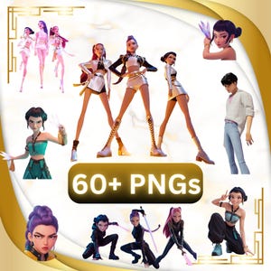 60+ KPOP Demon Hunters PNG Bundle Huntrix PNG Saja Boys png Rumi Zoey Mira png Files Birthday Clipart Sublimation Designs Digital Download