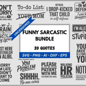 20 sarcastische SVG-bundel grappige SVG-bundel grappige sarcastische png-bundel grappige print grappig sarcastische T-shirtontwerp grappig cadeau silhouet Cricut