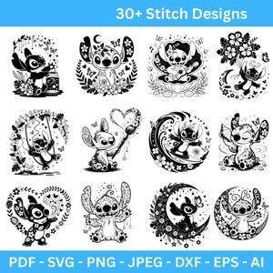 30+ Floral Stitch SVG Bundle Cute Stitch PNG Clip Art Floral Stitch For Mug Cup Stitch Sticker SVG Shirt Design Cricut Silhouette Layered