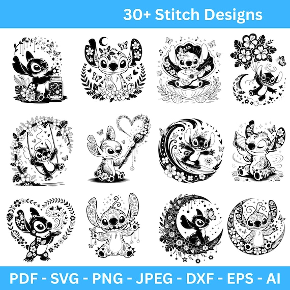 30+ Floral Stitch SVG Bundle Cute Stitch PNG Clip Art Floral Stitch For Mug Cup Stitch Sticker SVG Shirt Design Cricut Silhouette Layered