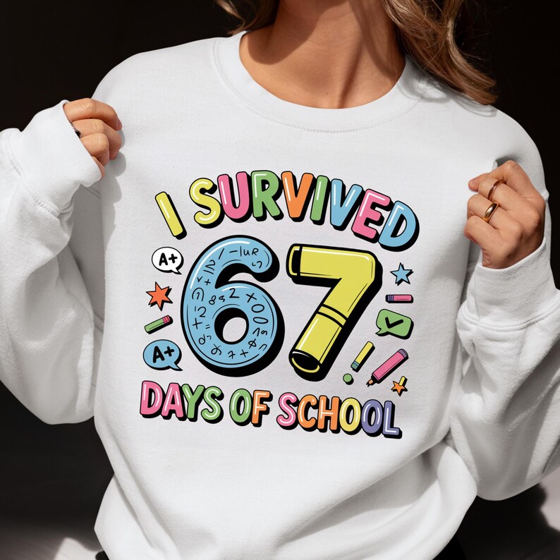 67 School PNG Bundle 67 Checkered PNG Six Seven Image File Funny School Meme Days T Shirt Clipart Sublimation Design File Digital Download image 14