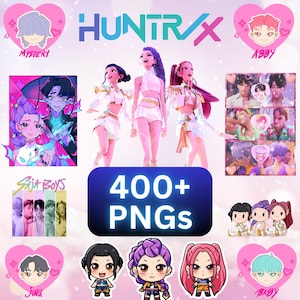 400+ Huntrix Kpop Demon Hunters PNG Kpop Idol Group Hoodie Design PNG Golden Saja Boys Girls Bands Png Huntrix fans DTF Digital Download