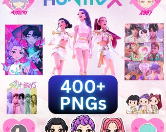 400+ Huntrix Kpop Demon Hunters PNG Kpop Idol Group Hoodie Design PNG Golden Saja Boys Girls Bands Png Huntrix fans DTF Digital Download