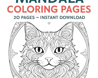マンダラ塗り絵20ページ｜ストレス解消大人塗り絵｜印刷可能なアートPDF｜すぐにダウンロード