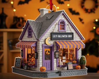 Halloween Shop Acrylic Ornament: Spooky Gothic Home Decor