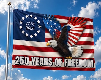 250 Years Of Freedom House Flag, 1776 2026 Eagle Betsy Ross Patriotic Decor, America Anniversary Gift