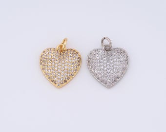 Gold Heart Charms,18K Gold Filled Heart Pendant,DIY Jewelry Accessories