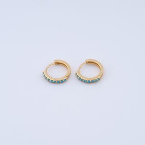 1 pair Round Gold Hoop Earrings,18K Gold Filled Huggie Hoop Earrings,Zircon Hoop Earrings,Hypoallergenic Huggie Hoop,Gift for Her