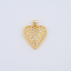 Gold Heart Charms,18K Gold Filled Heart Pendant,Zircon Heart Pendant,DIY Jewelry Accessories