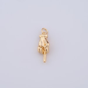 Gold Middle Finger Charms,18K Gold Filled Gesture Pendant,DIY Jewelry Accessories