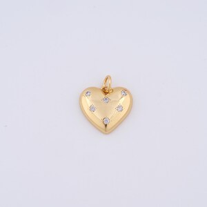 Gold Heart Charms,18K Gold Filled Heart Pendant,DIY Jewelry Accessories