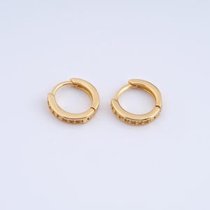 1 pair Round Gold Hoop Earrings,18K Gold Filled Huggie Hoop Earrings,Zircon Hoop Earrings,Hypoallergenic Huggie Hoop,Gift for Her