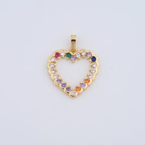 Gold Heart Charms,18K Gold Filled Heart Pendant,Zircon Heart Pendant,DIY Jewelry Accessories