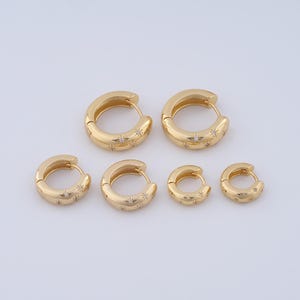 1 pair Round Gold Hoop Earrings,18K Gold Filled Huggie Hoop Earrings,Zircon Hoop Earrings,Hypoallergenic Huggie Hoop,Gift for Her