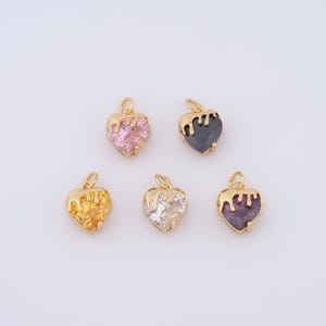 Gold Heart Charms,18K Gold Filled Heart Pendant,DIY Jewelry Accessories