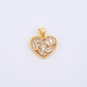 Gold Heart Charms,18K Gold Filled Heart Pendant,Zircon Heart Pendant,DIY Jewelry Accessories
