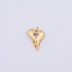 Gold Heart Charms,18K Gold Filled Heart Pendant,DIY Jewelry Accessories
