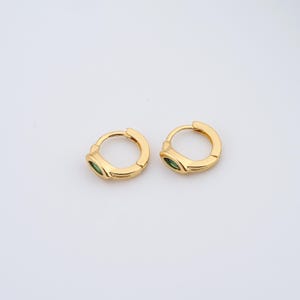 1 pair Round Gold Hoop Earrings,18K Gold Filled Huggie Hoop Earrings,Zircon Hoop Earrings,Hypoallergenic Huggie Hoop,Gift for Her
