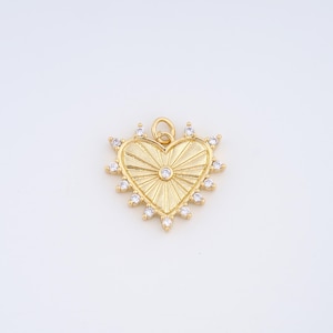 Gold Heart Charms,18K Gold Filled Heart Pendant,Zircon Heart Pendant,DIY Jewelry Accessories
