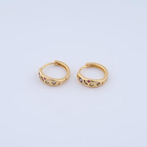 1 pair Round Gold Hoop Earrings,18K Gold Filled Huggie Hoop Earrings,Zircon Hoop Earrings,Hypoallergenic Huggie Hoop,Gift for Her