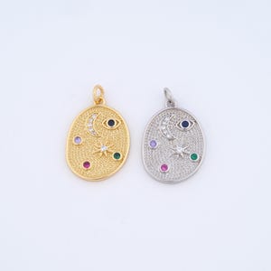 Gold Universe Charms,18K Gold Filled Moon Pendant,DIY Jewelry Accessories