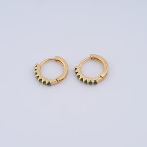 1 pair Round Gold Hoop Earrings,18K Gold Filled Huggie Hoop Earrings,Zircon Hoop Earrings,Hypoallergenic Huggie Hoop,Gift for Her