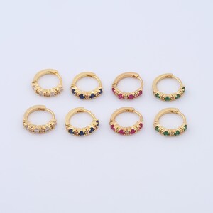 1 pair Round Gold Hoop Earrings,18K Gold Filled Huggie Hoop Earrings,Zircon Hoop Earrings,Hypoallergenic Huggie Hoop,Gift for Her