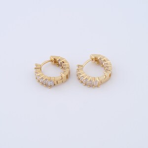 1 pair Round Gold Hoop Earrings,18K Gold Filled Huggie Hoop Earrings,Zircon Hoop Earrings,Hypoallergenic Huggie Hoop,Gift for Her