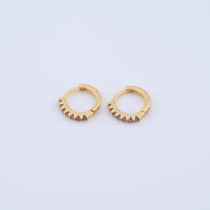 1 pair Round Gold Hoop Earrings,18K Gold Filled Huggie Hoop Earrings,Zircon Hoop Earrings,Hypoallergenic Huggie Hoop,Gift for Her