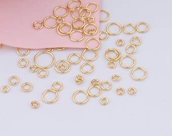 100pcs Round Jump Rings,Gold Jump Rings,14K Gold Filled Open Jump Rings,Jump Rings for DIY Jewelry Making Findings Supply