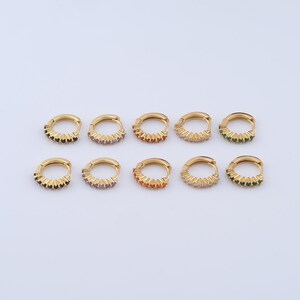 1 pair Round Gold Hoop Earrings,18K Gold Filled Huggie Hoop Earrings,Zircon Hoop Earrings,Hypoallergenic Huggie Hoop,Gift for Her