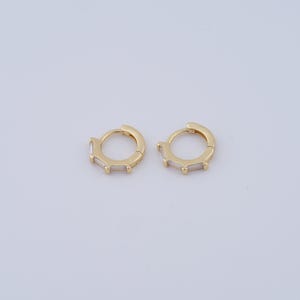 1 pair Round Gold Hoop Earrings,18K Gold Filled Huggie Hoop Earrings,Zircon Hoop Earrings,Hypoallergenic Huggie Hoop,Gift for Her